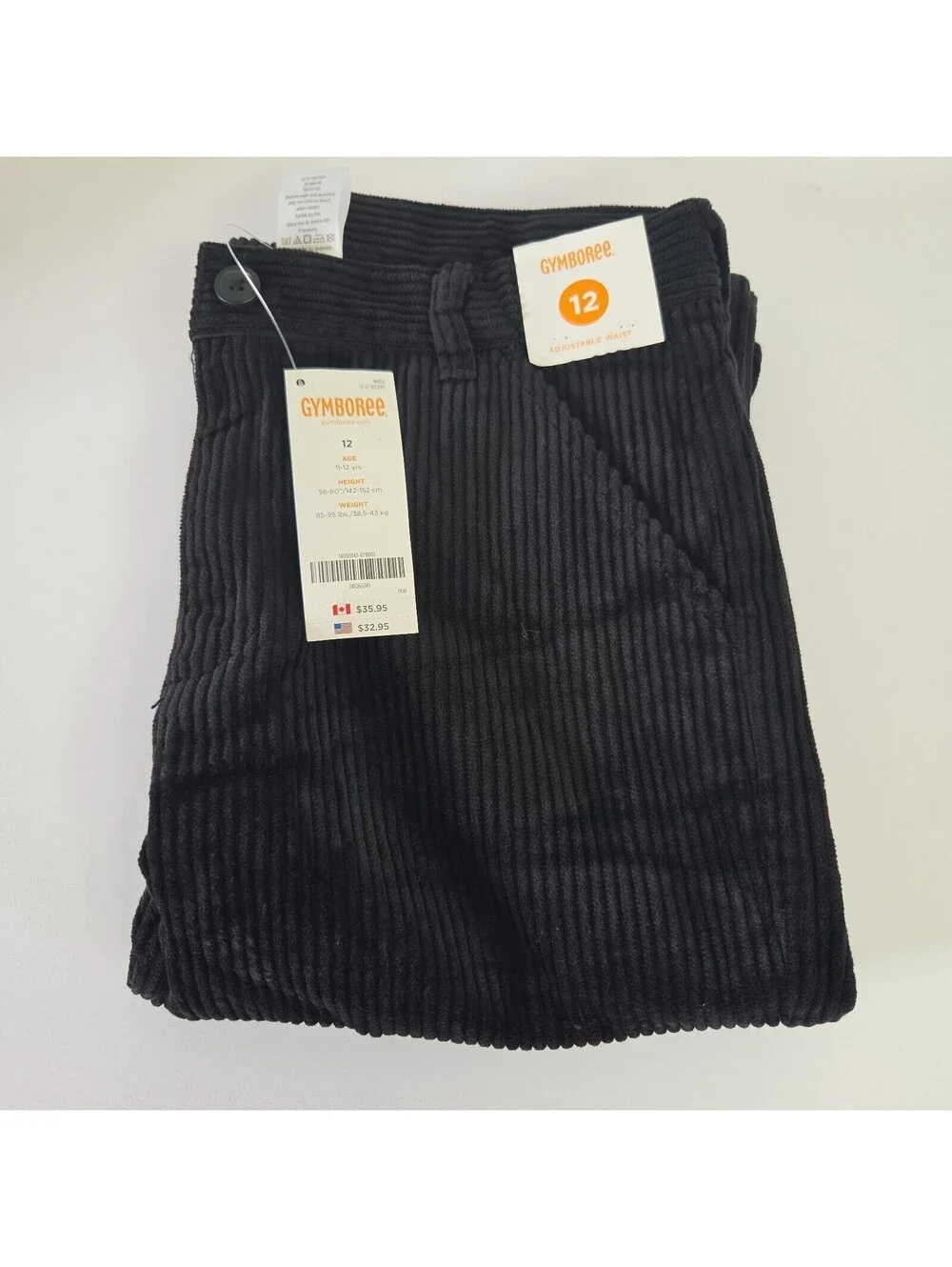 Gymboree Corduroy Pants Black Boy's 12 With Adjustable Waist